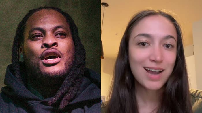 Waka Flocka Flame and Victoria Hammett are pictured side by side, with Waka in a dark hoodie and Victoria smiling with long hair